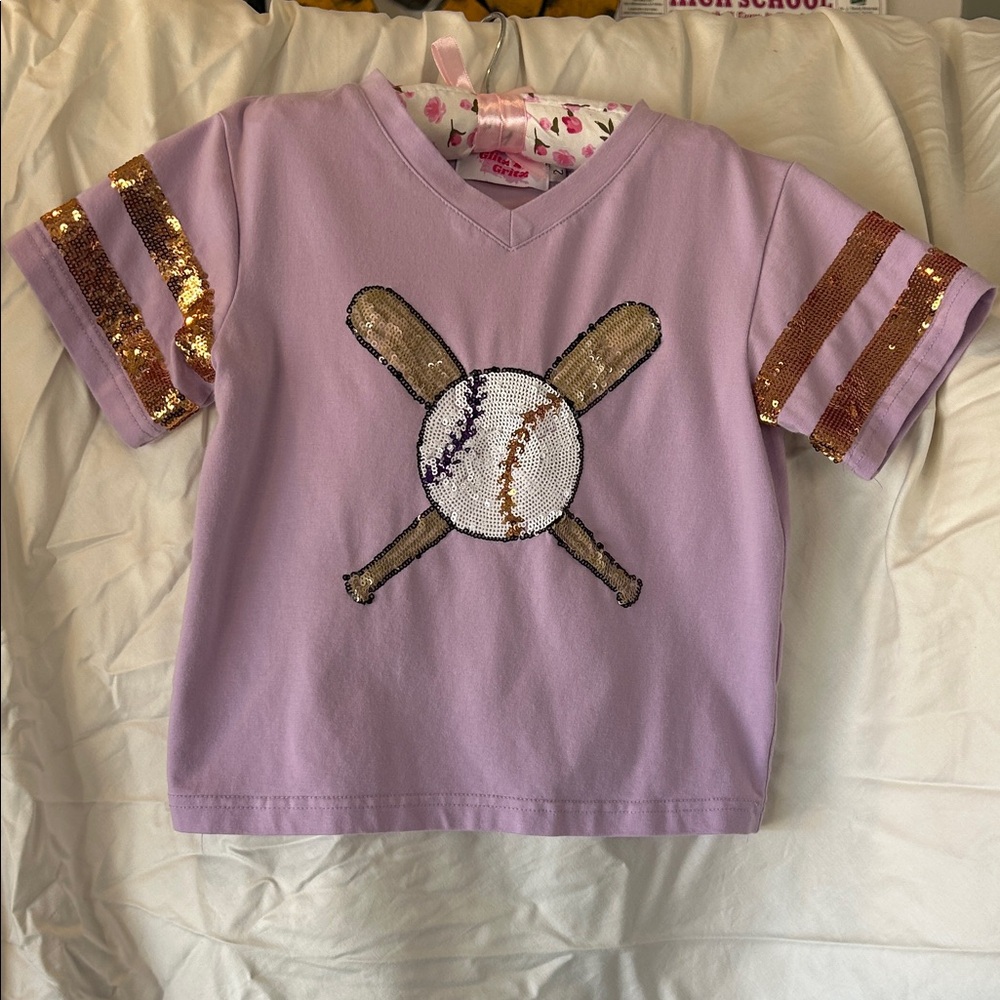 Purple Kids Baseball Themed Shirt